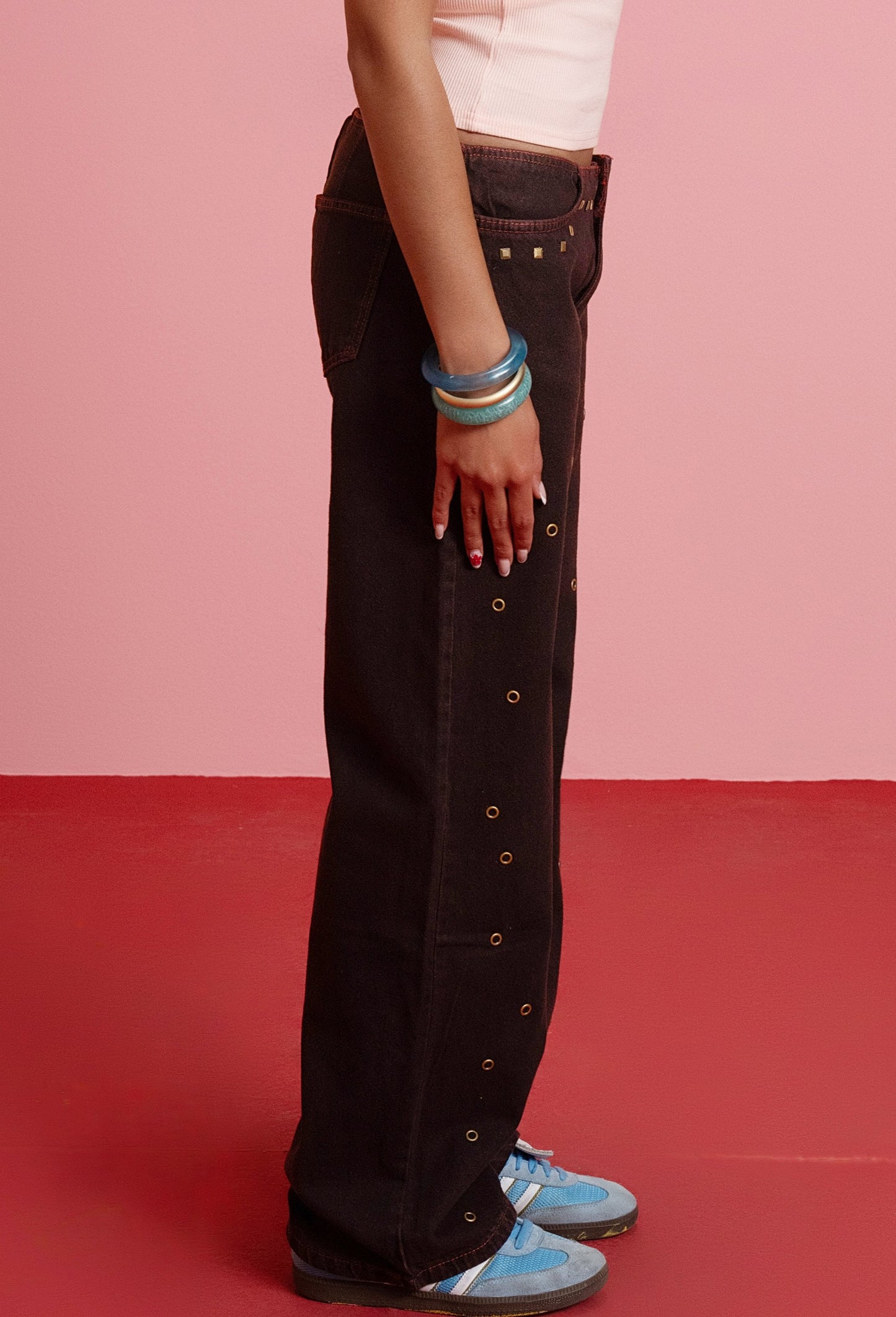 No Waist Denim Studs - Cielo Red