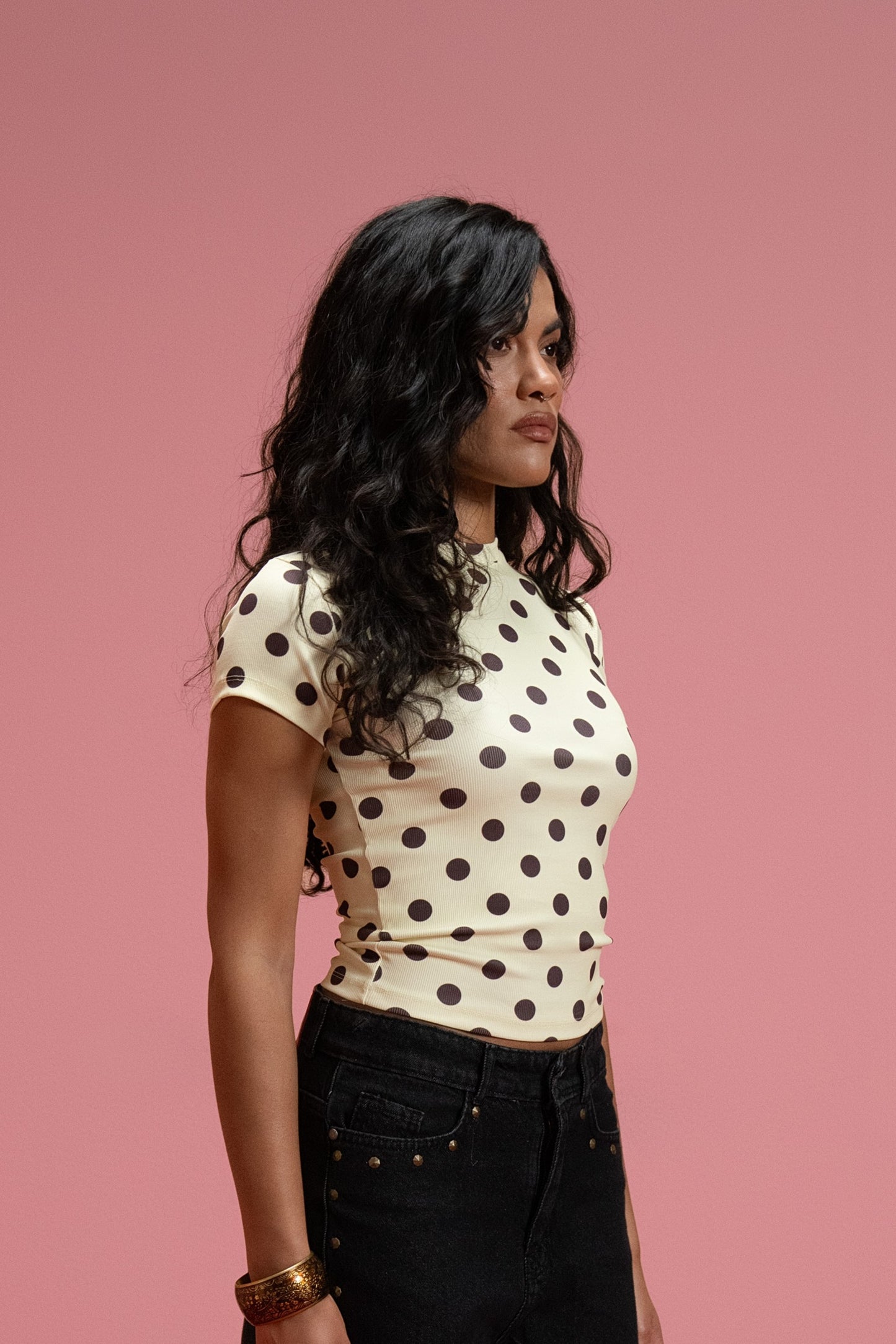 Polka dots Top - Toffee Cream