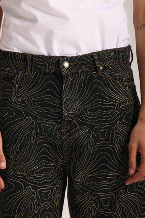 Embroidery Denim - Golden Ink
