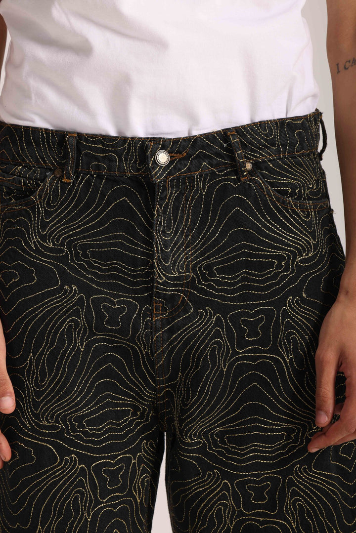 Embroidery Denim - Golden Ink