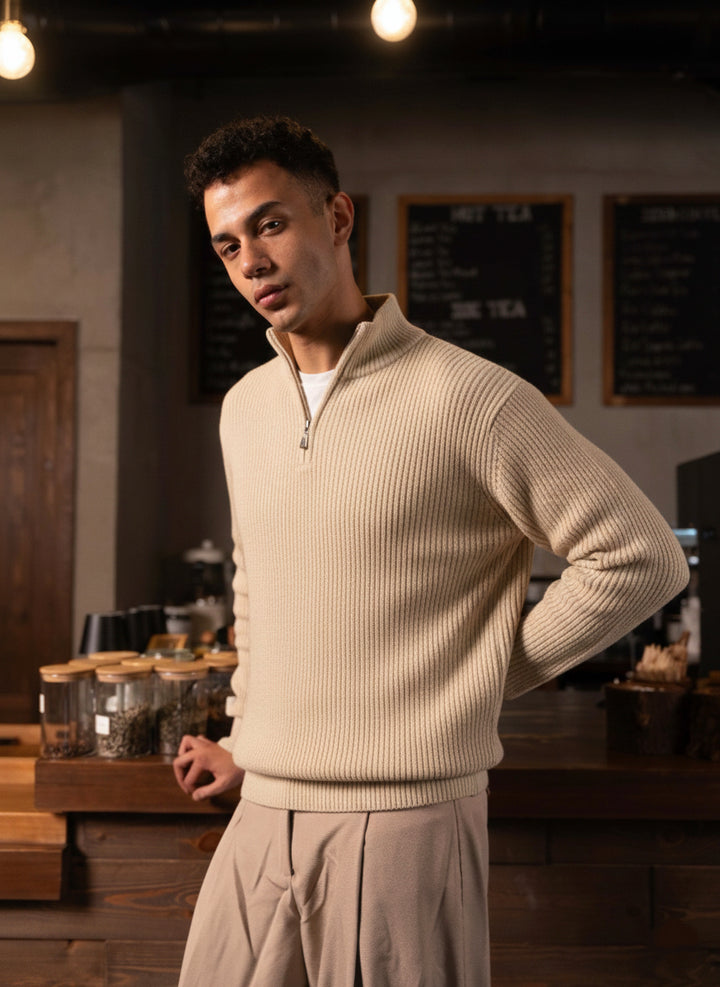 Halfline Zip-  Cream