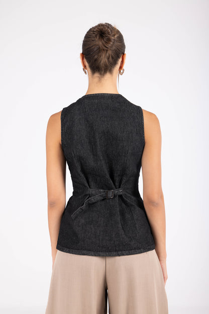 Denim Vest -Coal
