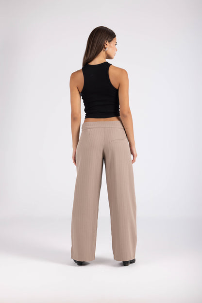 Striped Cinch Trouser- Camel