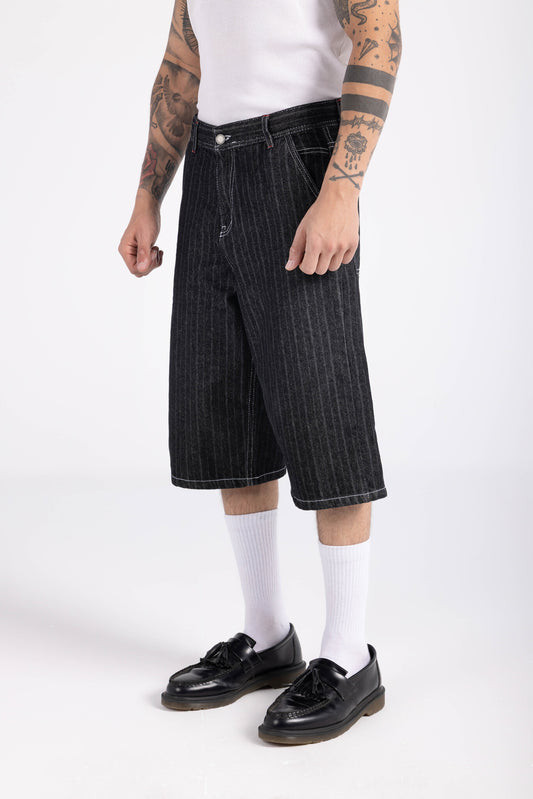 Jorts -  Striped Black