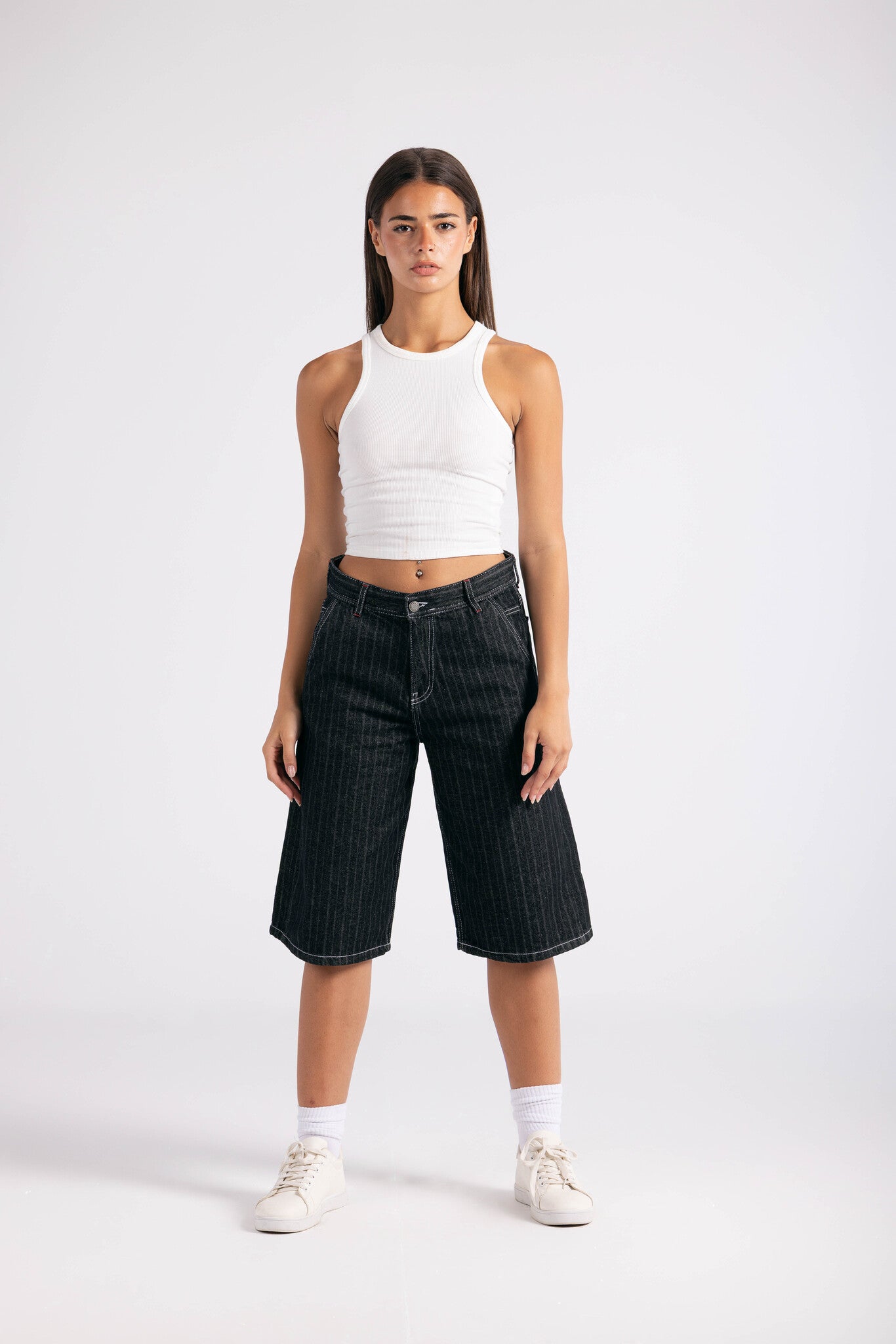 Striped Jort - Black