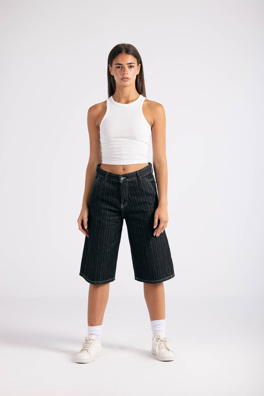 Striped Jort - Black