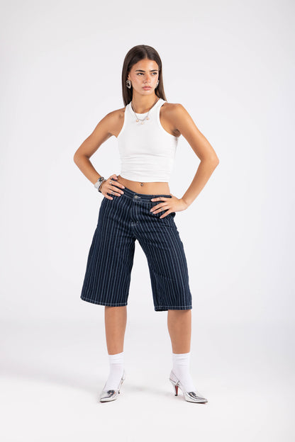 Striped Jort - Blue