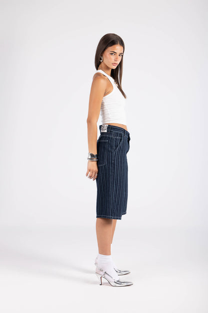 Striped Jort - Blue