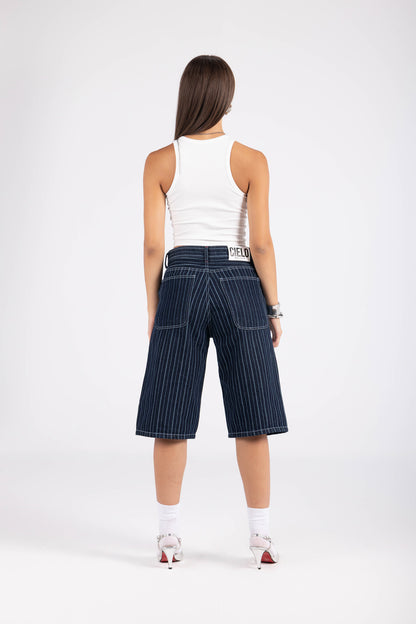 Striped Jort - Blue