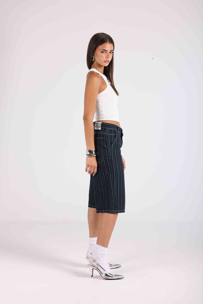 Striped Jort - Blue