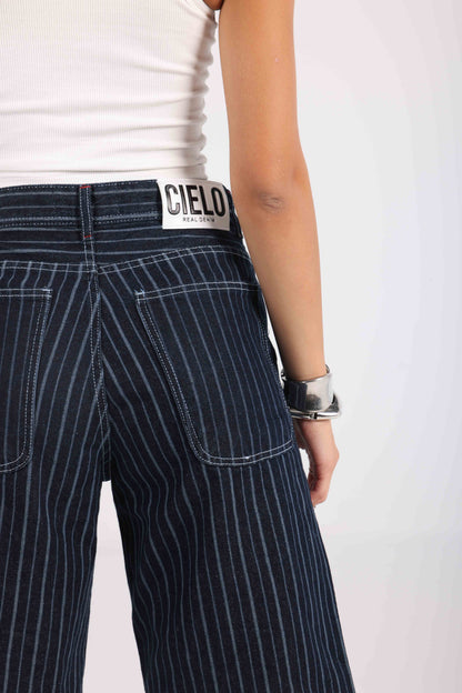 Striped Jort - Blue