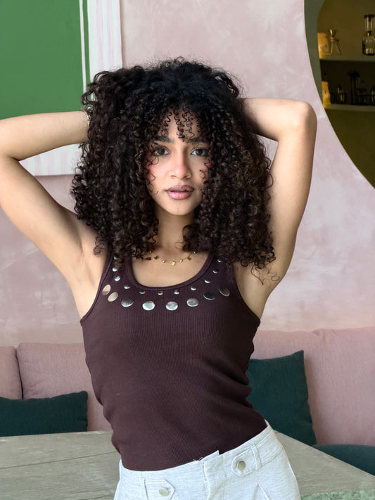 Play Tank Top - Brown Silver