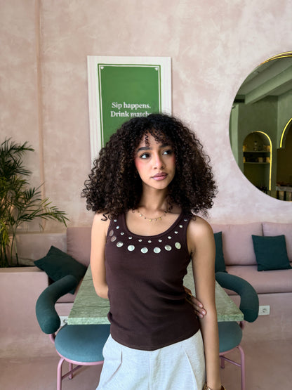 Play Tank Top - Brown Silver