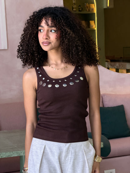 Play Tank Top - Brown Silver