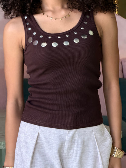 Play Tank Top - Brown Silver