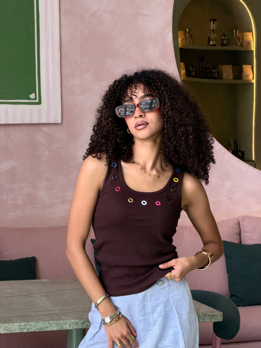 Play Tank Top -  Brown Mix