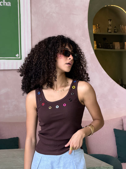Play Tank Top -  Brown Mix