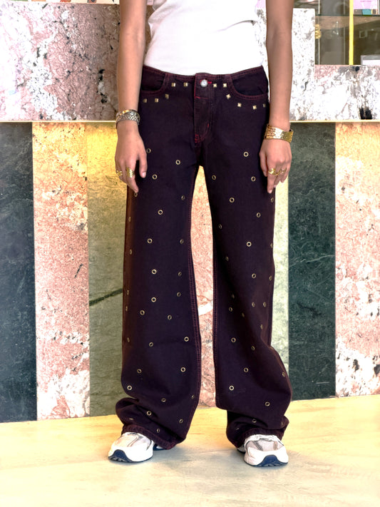 No Waist Denim Studs - Cielo Red