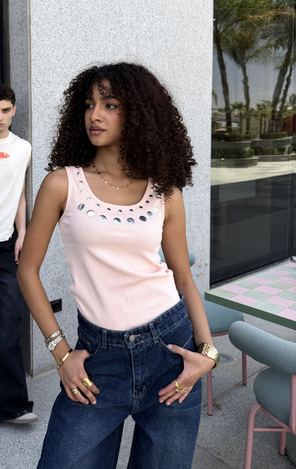 Play Tank Top -  Pink Silver