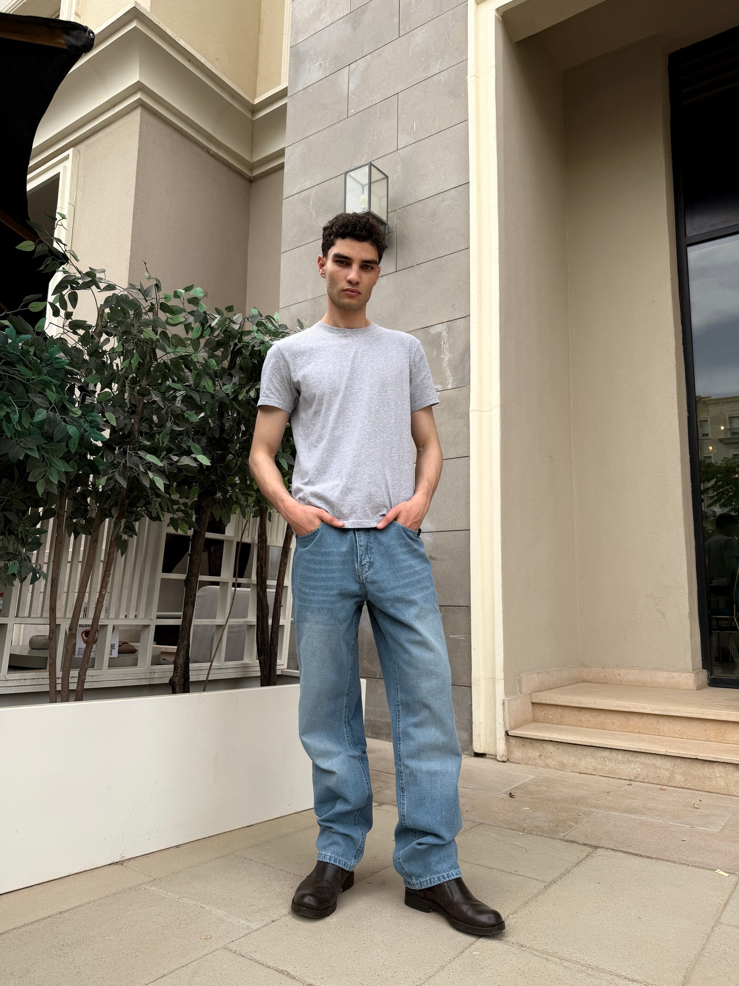 Men's Slim Straight Denim- Basic Blue