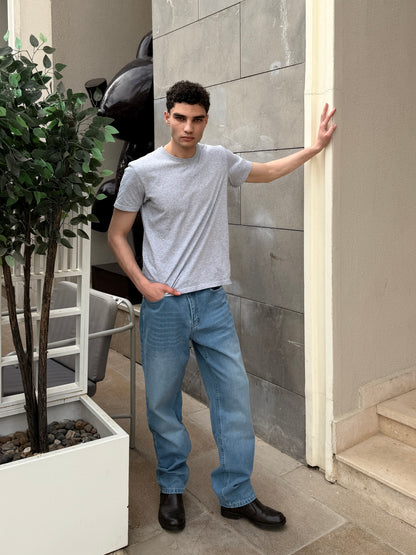 Men's Slim Straight Denim- Basic Blue