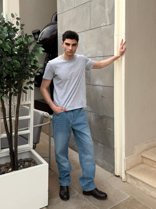 Men's Slim Straight Denim- Basic Blue