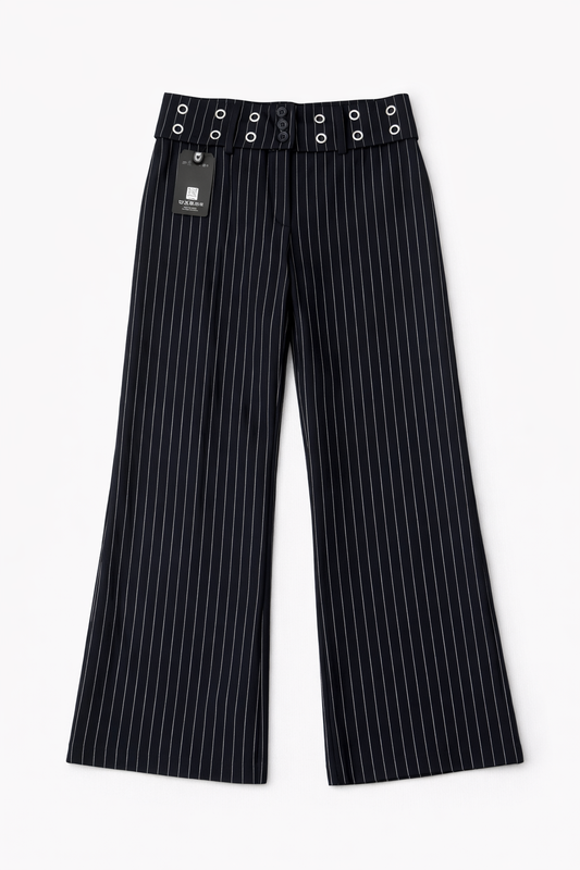 Belt in Trousers- Navy Striped