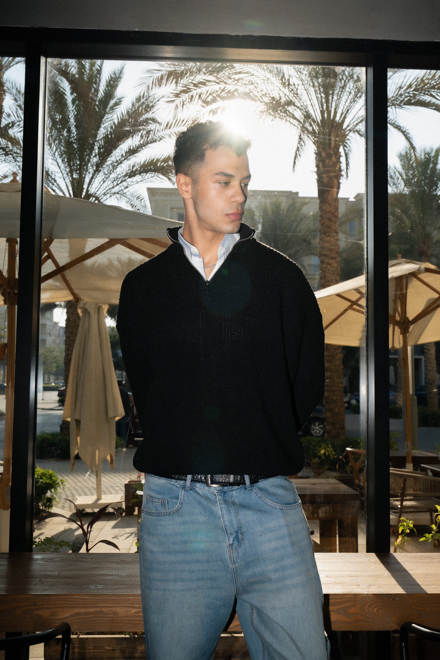 Halfline Zipper-  Coal