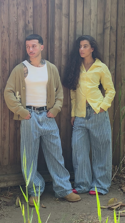 Striped Jeans - Light Blue