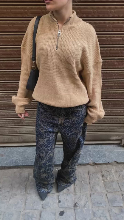 Halfline Zipper-  Cream