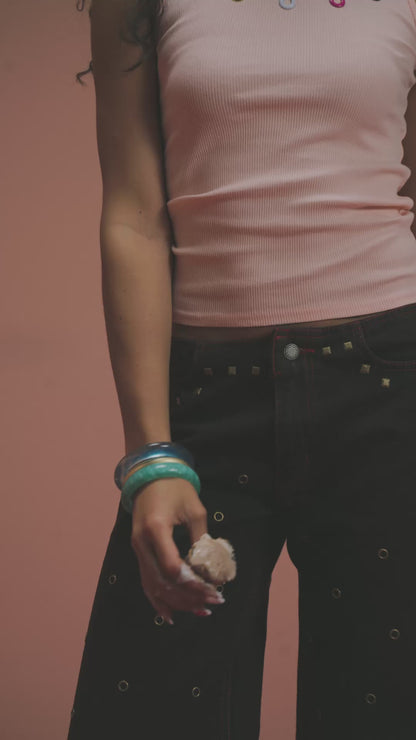 No Waist Denim Studs - Cielo Red